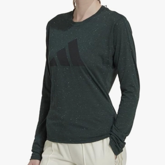 adidas Tops - adidas Green Crew Neck Long Sleeve Graphic Tee